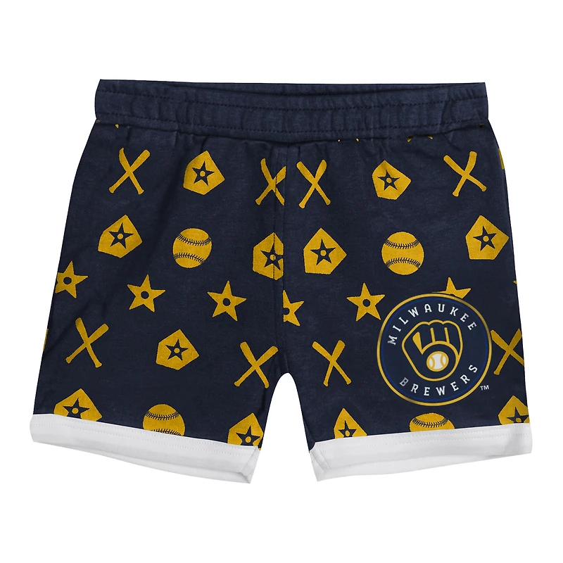Ensemble de couvre-couches 2 pièces pour bébé bleu marine Milwaukee Brewers On Deck