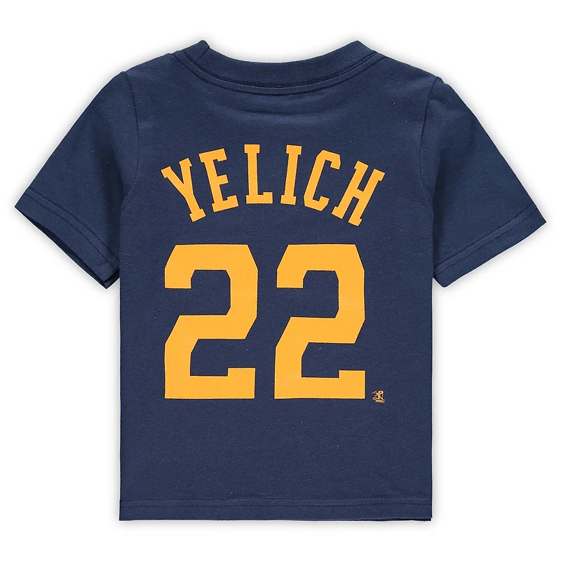 T-shirt Nike Christian Yelich pour bébé, bleu marine, nom et numéro du joueur des Milwaukee Brewers