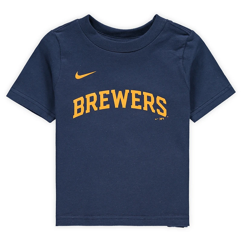 Bébé Nike Christian Yelich Navy Milwaukee Brewers Player Name & Number - T-shirt
