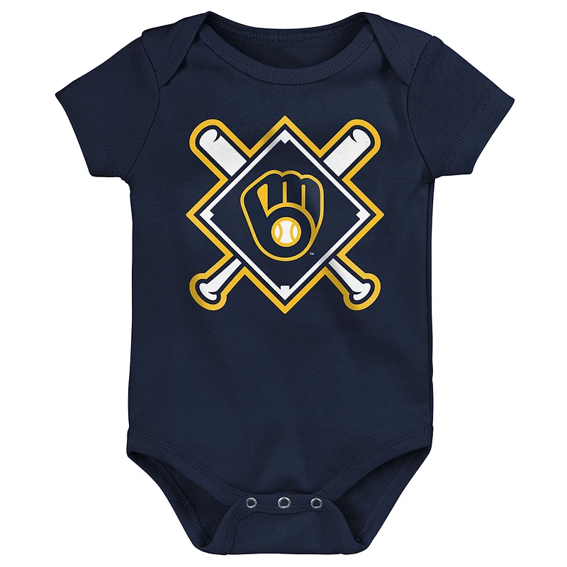 Infant Outerstuff Milwaukee Brewers Home Plate 3-Piece Bodysuit Set