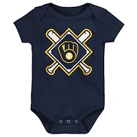 Infant Outerstuff Milwaukee Brewers Home Plate 3-Piece Bodysuit Set