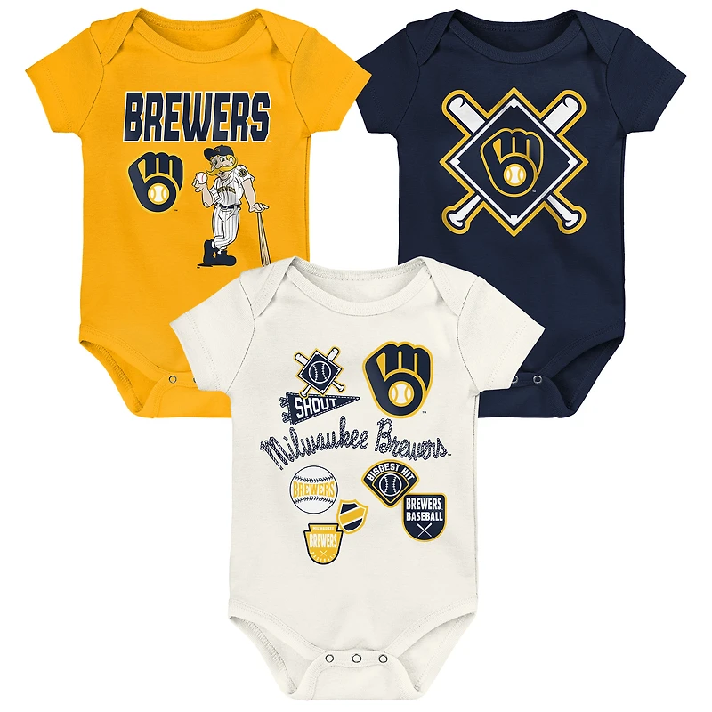 Ensemble de body 3 pièces Outerstuff pour bébé Milwaukee Brewers Home Plate