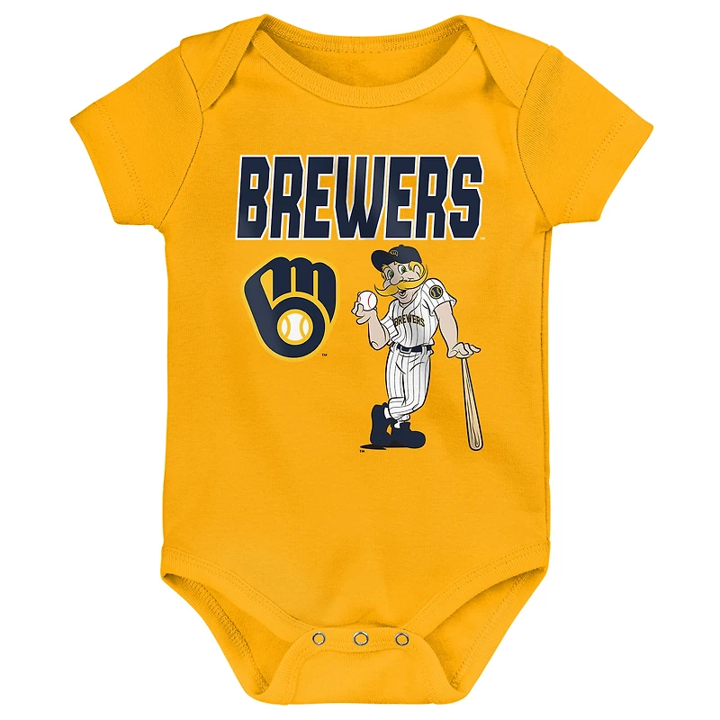 Infant Outerstuff Milwaukee Brewers Home Plate 3-Piece Creeper Set