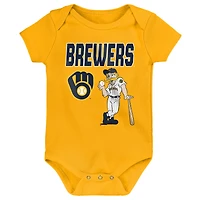 Infant Outerstuff Milwaukee Brewers Home Plate 3-Piece Creeper Set