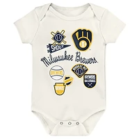 Infant Outerstuff Milwaukee Brewers Home Plate 3-Piece Creeper Set