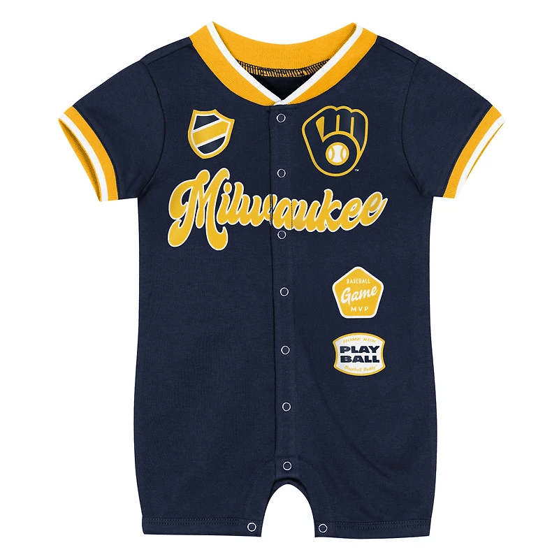 Infant Outerstuff Navy Milwaukee Brewers Pinch Coverall