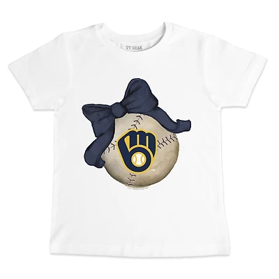 T-shirt de baseball blanc pour bébé avec nœud et petit navet des Milwaukee Brewers