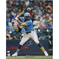 Jackson Chourio Milwaukee Brewers Autographed 16" x 20" Hitting Photograph