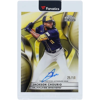 Jackson Chourio Milwaukee Brewers Autographed 2025 Topps Chrome Black Gold Refractor #CBA-JC #25/50 Card