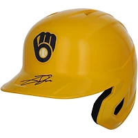 Réplique du casque de frappeur chromé dédicacé par Jackson Chourio des Milwaukee Brewers