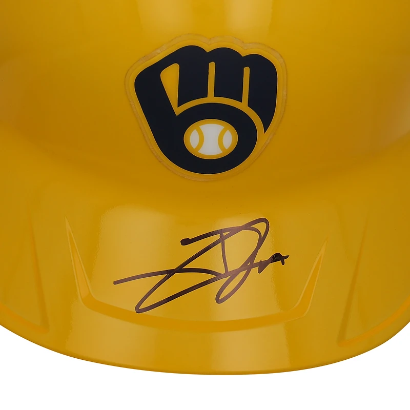 Jackson Chourio Milwaukee Brewers Autographed Alternate Chrome Replica Batting Helmet 