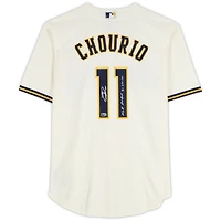 Jackson Chourio Milwaukee Brewers Autographed Cream Nike Replica Jersey with "MLB Debut 3-29-24" Inscription