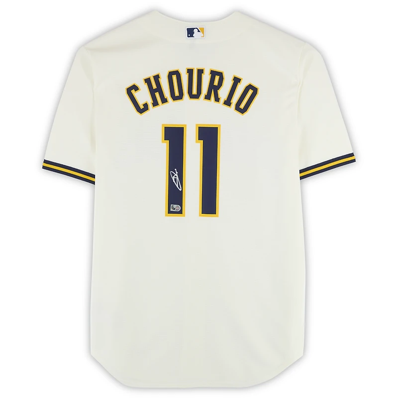 Jackson Chourio Milwaukee Brewers Autographed Cream Nike Replica Jersey