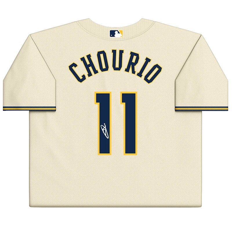 Jackson Chourio Milwaukee Brewers Autographed Cream Nike Replica Jersey