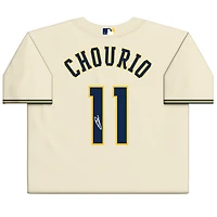 Jackson Chourio Milwaukee Brewers Autographed Cream Nike Replica Jersey