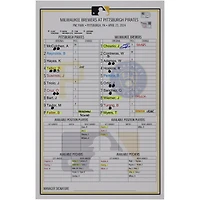 Jackson Chourio Milwaukee Brewers Autographed Game-Used Lineup Card vs. Pittsburgh Pirates on April 23, 2024
