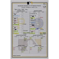 Jackson Chourio Milwaukee Brewers Autographed Game-Used Lineup Card vs. Pittsburgh Pirates on April 24, 2024