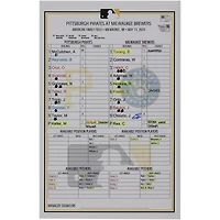 Jackson Chourio Milwaukee Brewers Autographed Game-Used Lineup Card vs. Pittsburgh Pirates on May 13, 2024