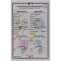 Jackson Chourio Milwaukee Brewers Autographed Game-Used Lineup Card vs. Washington Nationals on July 13, 2024