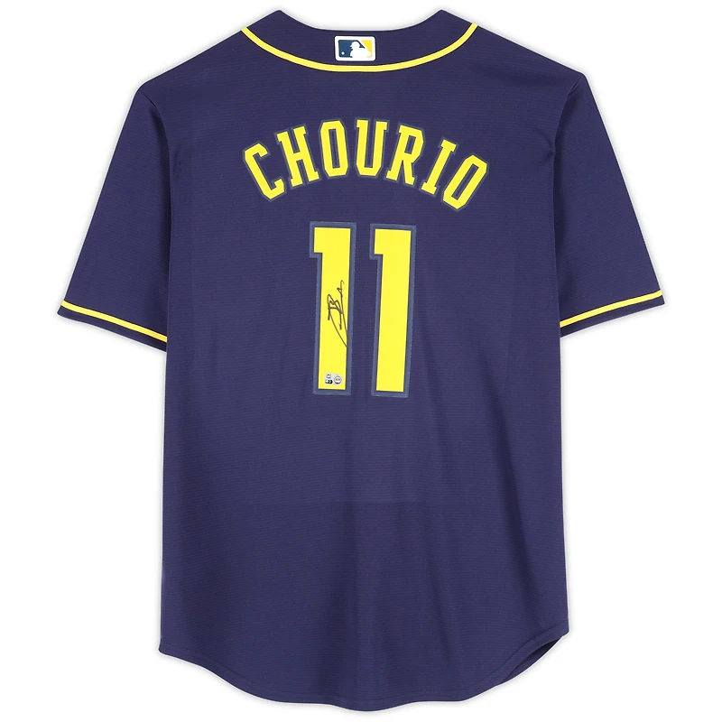 Jackson Chourio Milwaukee Brewers Autographed Navy Nike Replica Jersey