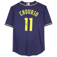 Jackson Chourio Milwaukee Brewers Autographed Navy Nike Replica Jersey