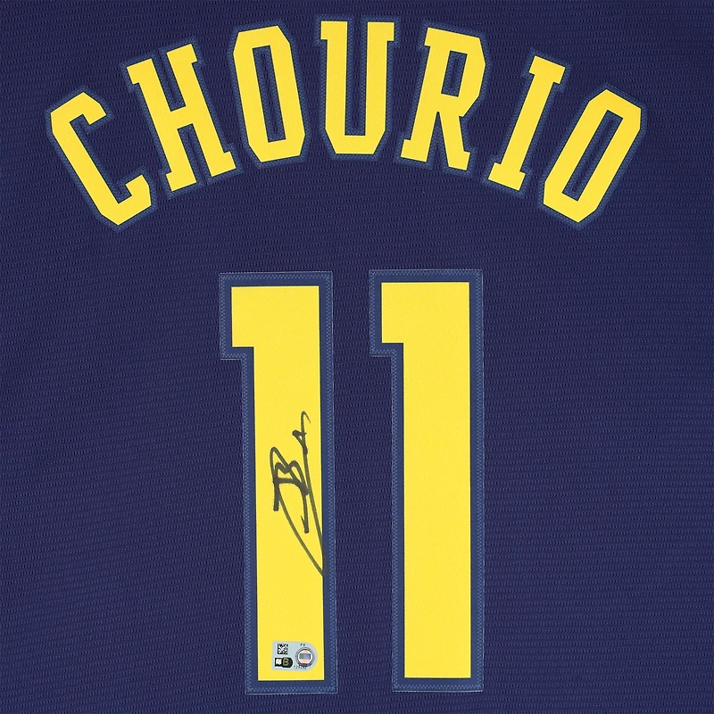 Jackson Chourio Milwaukee Brewers Autographed Navy Nike Replica Jersey