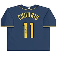 Jackson Chourio Milwaukee Brewers Autographed Navy Nike Replica Jersey