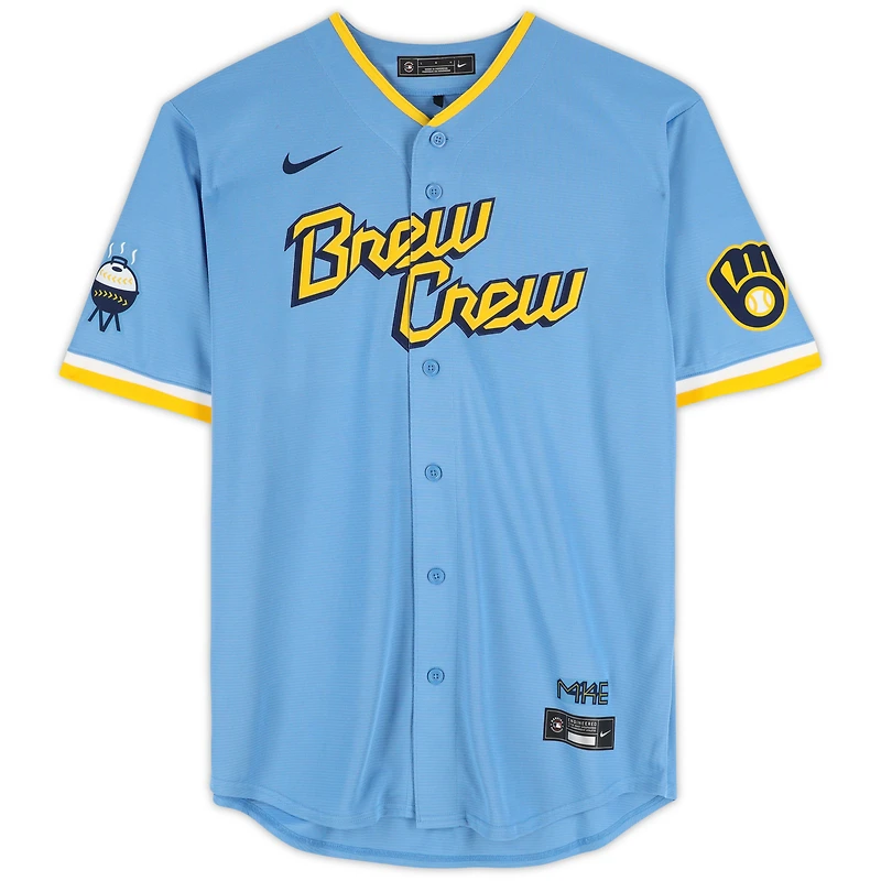 Jackson Chourio Milwaukee Brewers Autographed Nike City Connect Replica Jersey