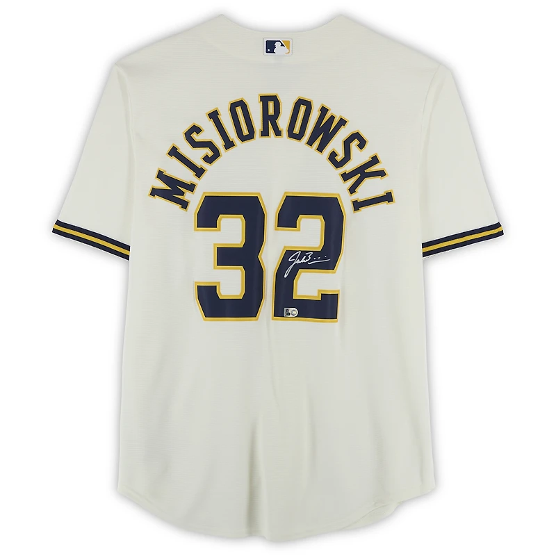 Jacob Misiorowski Milwaukee Brewers Autographed Cream Nike Replica Jersey