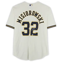 Jacob Misiorowski Milwaukee Brewers Autographed Cream Nike Replica Jersey