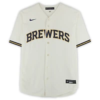Maillot réplique Nike crème autographié de Jacob Misiorowski, Milwaukee Brewers