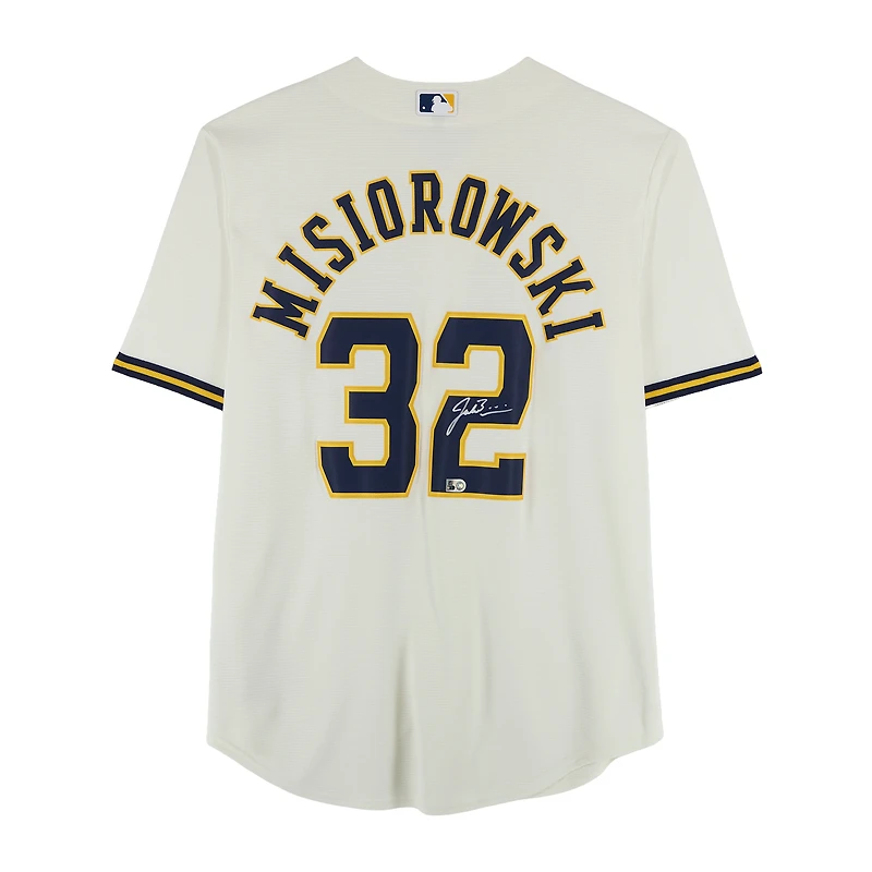 Jacob Misiorowski Milwaukee Brewers Autographed Cream Nike Replica Jersey