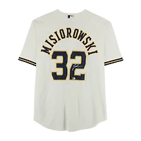 Jacob Misiorowski Milwaukee Brewers Autographed Cream Nike Replica Jersey