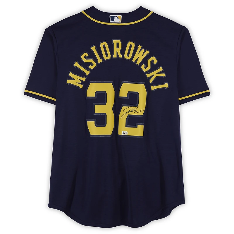 Jacob Misiorowski Milwaukee Brewers Autographed Navy Nike Replica Jersey