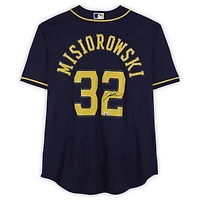 Jacob Misiorowski Milwaukee Brewers Autographed Navy Nike Replica Jersey