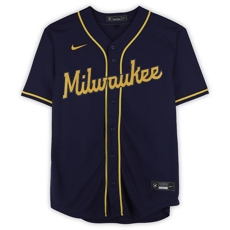 Jacob Misiorowski Milwaukee Brewers Autographed Navy Nike Replica Jersey