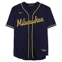 Jacob Misiorowski Milwaukee Brewers Autographed Navy Nike Replica Jersey