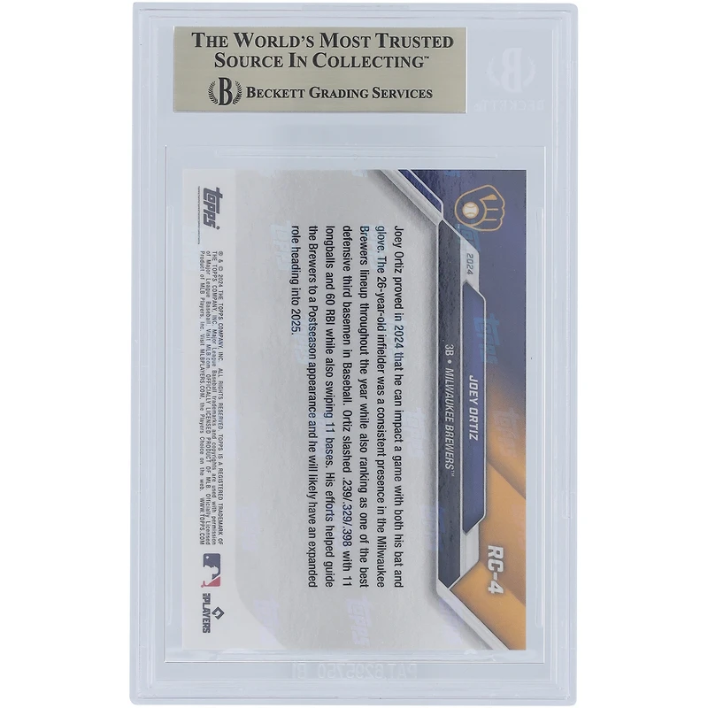 Joey Ortiz Milwaukee Brewers 2024 Topps Now 2024 Rookie Cup Team #RC4 BGS Authenticated 9.5 Card