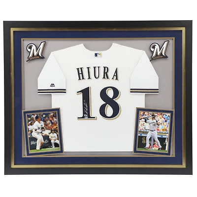 Keston Hiura Milwaukee Brewers Deluxe Framed Autographed White Replica Jersey