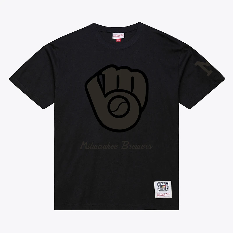 T-shirt noir Mitchell & Ness Milwaukee Brewers Cooperstown Collection Phantom pour homme