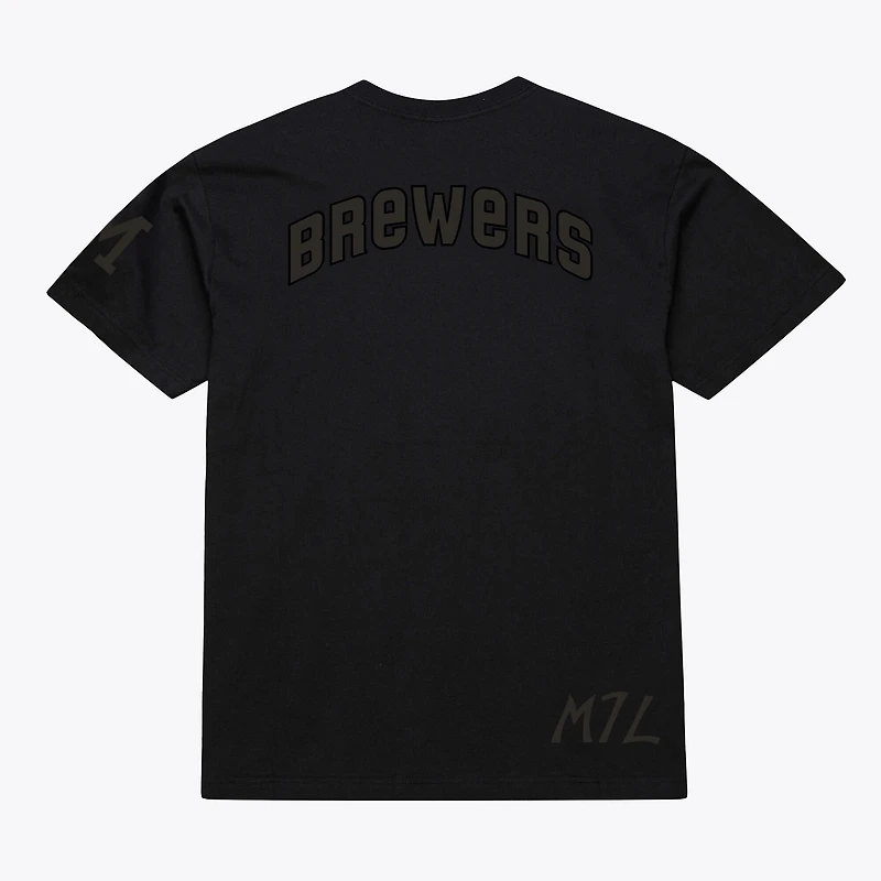 T-shirt noir Mitchell & Ness Milwaukee Brewers Cooperstown Collection Phantom pour homme