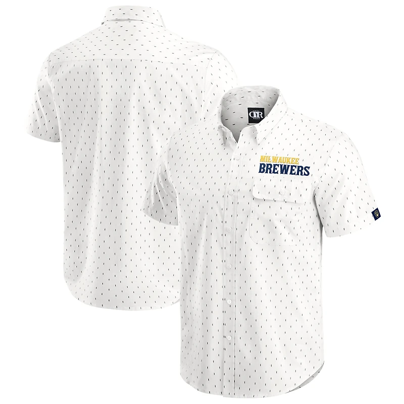 Chemise boutonnée imprimée pour homme Darius Rucker Collection by Fanatics crème Milwaukee Brewers