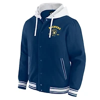 Veste à capuche boutons-pression pour homme Darius Rucker Collection by Fanatics bleu marine Milwaukee Brewers