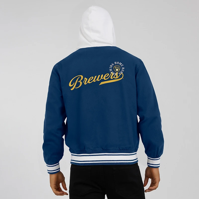Veste à capuche boutons-pression pour homme Darius Rucker Collection by Fanatics bleu marine Milwaukee Brewers