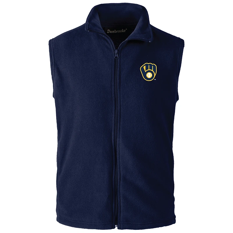 Gilet Dunbrooke bleu marine entièrement zippé pour homme des Milwaukee Brewers