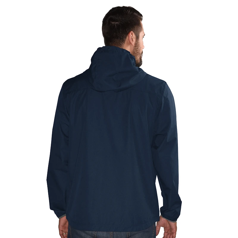 Men's G-III Sports by Carl Banks Navy Milwaukee Brewers Double Play Hooded Lightweight Full-Zip Jacket