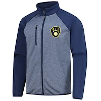 Men's G-III Sports by Carl Banks  Navy Milwaukee Brewers Runners Raglan Full-Zip Track Jacket