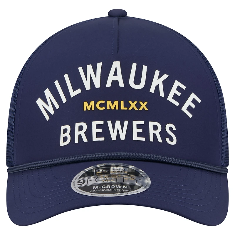 Men's New Era  Navy Milwaukee Brewers Minimalist 9FORTY A-Frame Adjustable Hat