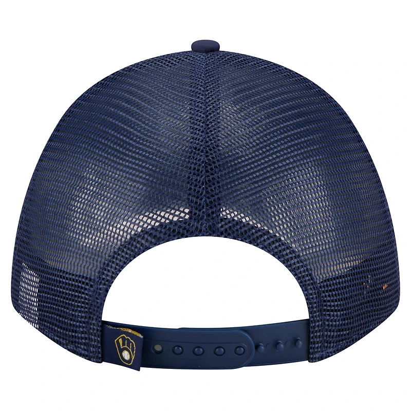 Men's New Era  Navy Milwaukee Brewers Minimalist 9FORTY A-Frame Adjustable Hat