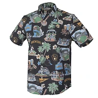 Chemise boutonnée noire Reyn Spooner pour homme, motif tri-blend pittoresque des Milwaukee Brewers